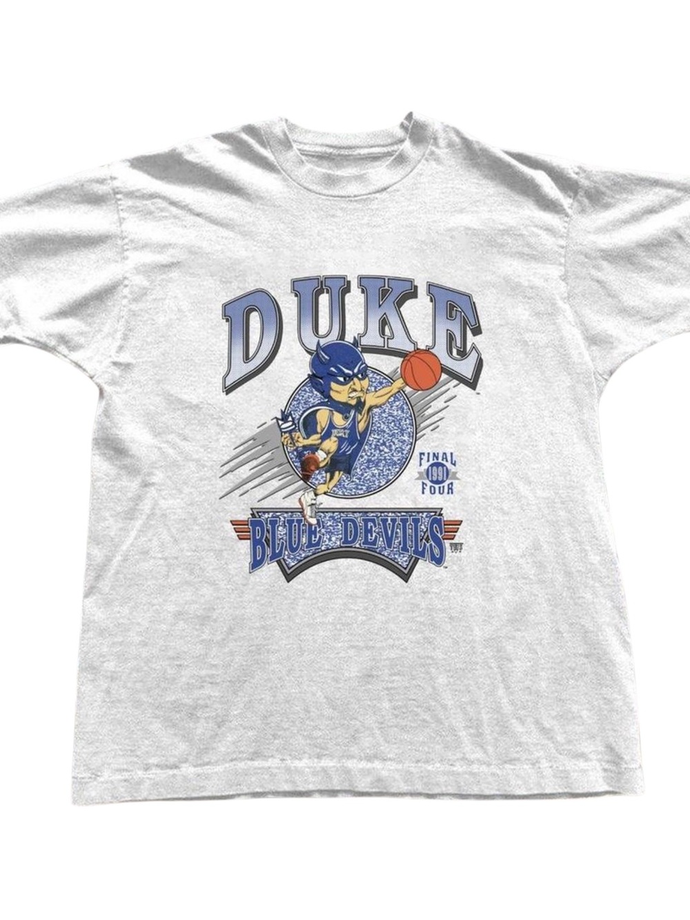 Gildan Devils White Graphic T-Shirt - Blue Print